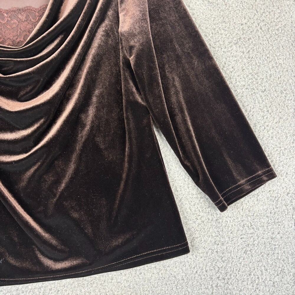 Vtg Y2k Cowl Neck Velvet Top Large Dark Romantic Whimsygoth Fairy Stretchy 90s - Picture 3 of 9
